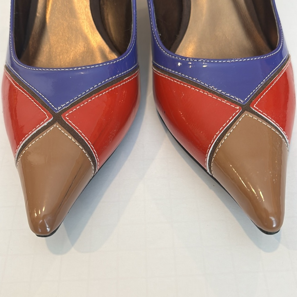 J.Renee Tangle Colorblock Patchwork Pointed Toe Kitten Heels in Size 6.5 - Picture 4 of 16